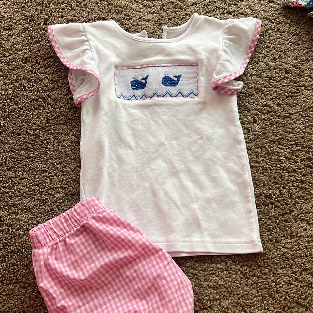 Whale smocked short set